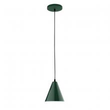 Montclair Light Works PEB420-42-C21 - 8" Jynx shade, white cord with canopy, Forest Green