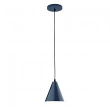 Montclair Light Works PEB420-50 - 8" Jynx shade, black cord with canopy, Navy