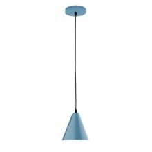 Montclair Light Works PEB420-54 - 8" Jynx shade, black cord with canopy, Light Blue