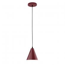 Montclair Light Works PEB420-55-C21 - 8" Jynx shade, white cord with canopy, Barn Red