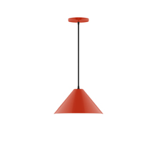 Montclair Light Works PEB422-26-C21 - 12" Pinnacle Pendant, white cord with canopy, Vermillion