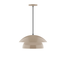 Montclair Light Works PEBX446-18-C21 - 16" Nest Pendant, white cord with canopy, Clay
