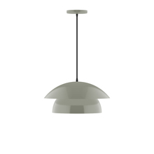Montclair Light Works PEBX446-24-C21 - 16" Nest Pendant, white cord with canopy, Moss Green
