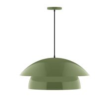 Montclair Light Works PEBX447-22-C02-L13 - 24" Nest LED Pendant, black fabric cord with canopy, Fern Green