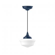 Montclair Light Works PEF021-50 - 12" Schoolhouse glass, black cord with canopy, Navy