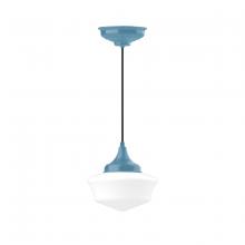 Montclair Light Works PEF021-54-C21 - 12" Schoolhouse glass, white cord with canopy, Light Blue