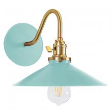 Montclair Light Works SCL404-48-91 - Uno 10" wall sconce,  Sea Green with Brushed Brass hardware