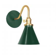 Montclair Light Works SCL405-42-91 - Uno 6" wall sconce,  Forest Green with Brushed Brass hardware