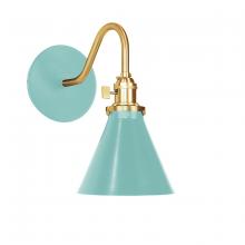 Montclair Light Works SCL405-48-91 - Uno 6" wall sconce,  Sea Green with Brushed Brass hardware