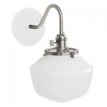 Montclair Light Works SCL413-44-96 - Uno 8" wall sconce, with Schoolhouse glass shade,  White with Brushed Nickel hardware
