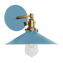 Montclair Light Works SCM404-54-91 - Uno 10" wall sconce,  Light Blue with Brushed Brass hardware