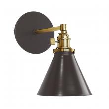 Montclair Light Works SCM405-51-91 - Uno 6" wall sconce,  Architectural Bronze with Brushed Brass hardware