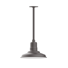 Montclair Light Works STA182-57-H36 - 12" Warehouse shade, stem mount pendant with canopy, Bronze Matte