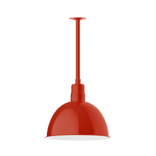 Montclair Light Works STB117-26 - 16" Deep Bowl shade, stem mount pendant with canopy, Vermillion