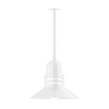 Montclair Light Works STB150-44-G07 - 16" Atomic shade, stem mount pendant with canopy, Frosted Glass, White