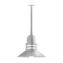 Montclair Light Works STB150-49-G07 - 16" Atomic shade, stem mount pendant with canopy, Frosted Glass, Painted Galvanized