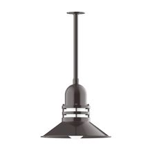 Montclair Light Works STB150-51-G07 - 16" Atomic shade, stem mount pendant with canopy, Frosted Glass, Architectural Bronze