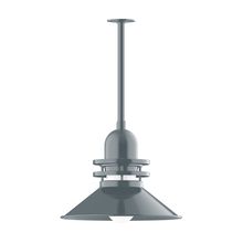 Montclair Light Works STB151-40-G07 - 18" Atomic shade, stem mount pendant with canopy, Frosted Glass, Slate Gray