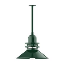 Montclair Light Works STB151-42-G07 - 18" Atomic shade, stem mount pendant with canopy, Frosted Glass, Forest Green