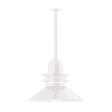 Montclair Light Works STB151-44-G07 - 18" Atomic shade, stem mount pendant with canopy, Frosted Glass, White