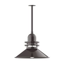 Montclair Light Works STB152-51-G07 - 20" Atomic shade, stem mount pendant with canopy, Frosted Glass, Architectural Bronze