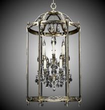 American Brass & Crystal LT2224-A-16G-ST - 6+6 Light 24 inch Lantern with Clear Curved glass & Crystal