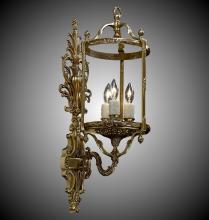 American Brass & Crystal WS2184-05S-ST - 3 Light 8 inch Lantern Wall Sconce with Clear Curved Glass