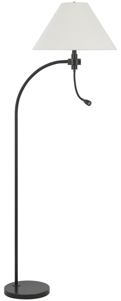 100W 3 Way Ashland Mini Arc Metal Floor Lamp with Gooseneck 2W LED Reading Light