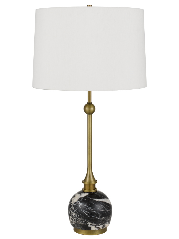 29.25 In. Height Antique Brass/Black Marble Metal