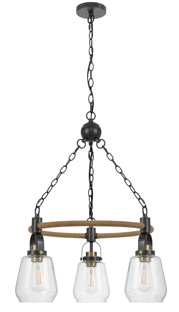 28 In. Height 3 Light Black Metal Pendants