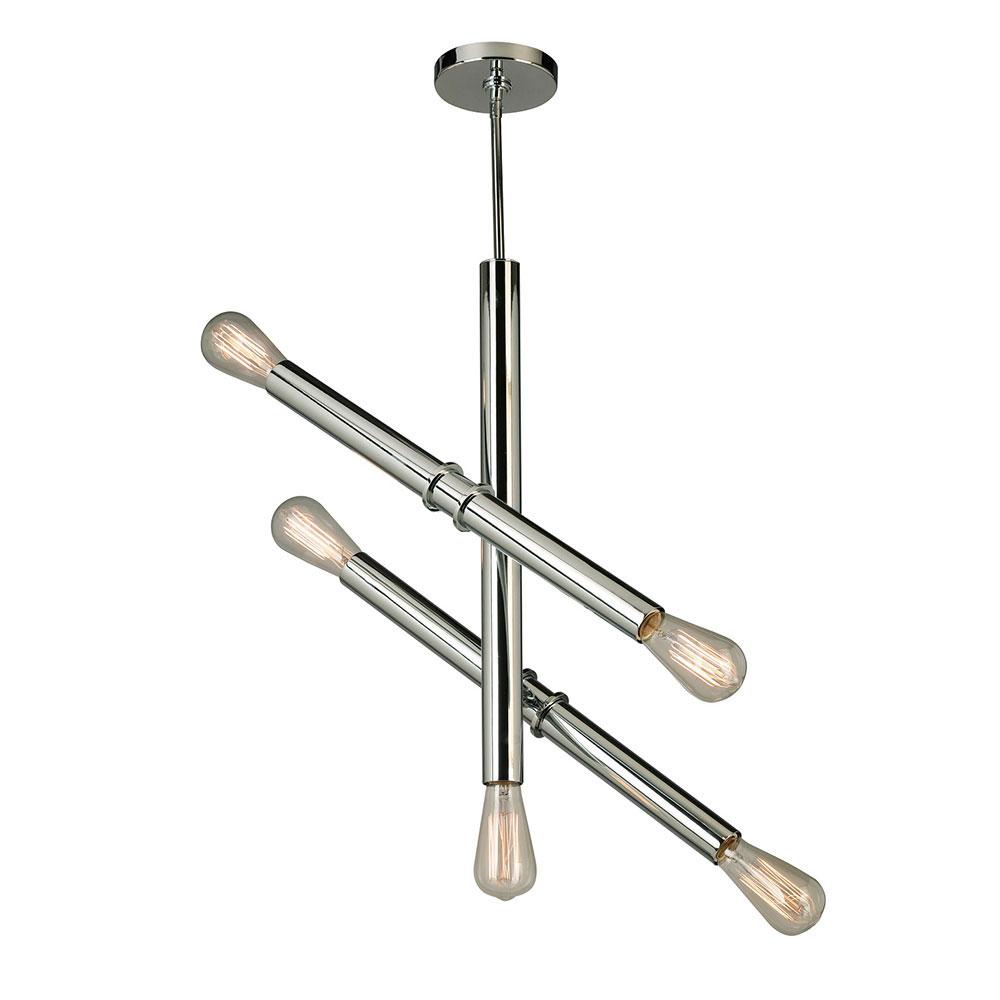 5 LT Open Bulb Pendant w/ Chrome Finish & Semi Adjustable Arms