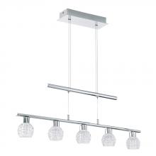 Eglo US Stocking 200941A - 5 LT Integrated LED Linear Pendant w/ Chrome Finish & Clear Polished Glass Shades