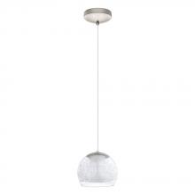 Eglo US Stocking 201383A - 1 LT LED Pendant w/ Matte Nickel Finish & White Cylinder Glass Shade
