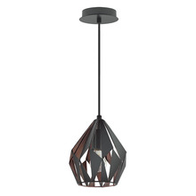 Eglo US Stocking 202034A - 1 LT Pendant w/ Black Finish & Black w/ Copper Interior Geometric Metal Shade