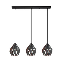 Eglo US Stocking 202036A - 3 LT Linear Pendant w/ Black Finish & Black & Copper Shade