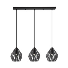 Eglo US Stocking 202037A - 3 LT Linear Pendant w/ Black Finish & Black & Silver Shade