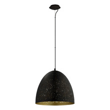 Eglo US Stocking 202081A - 1 LT Pendant w/ Matte Black Finish & Matte Black w/ Gold Interior Metal Shade