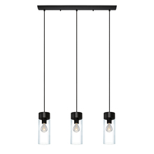 Eglo US Stocking 202128A - 3 LT Linear Penadant w/ Matte Black Finish & Clear Glass Shades