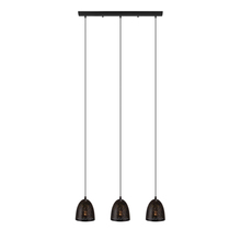 Eglo US Stocking 202264A - 3 LT Linear Pendant w/ Matte Black Finish & Matte Black & Gold Metal Shades