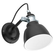 Eglo US Stocking 202504A - 1 LT Wall Light w/ Matte Black & Chrome Finish w/ Black w/ White Interior Shade