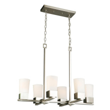 Eglo US Stocking 202857A - 6 LT Multi Light Pendant w/ Brushed Nickel Finish & Frosted Glass Shades