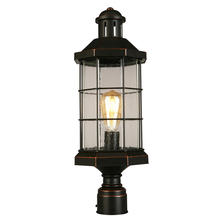 Eglo US Stocking 202874A - 1 LT Outdoor Post Light w/ Oil Rubbed Bronze Finish & Clear Seeded Glass Shade