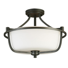 Eglo US Stocking 202904A - 3 LT Semi Flush Ceiling Light w/ Graphite Finish & Frosted Glass Shades