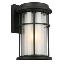 Eglo US Stocking 203026A - 1x60W Outdoor Wall Light w/ MatteBlack Finish & Frosted Inner Glass surrounded by a Clear
