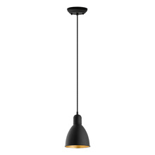 Eglo US Stocking 203443A - 1 LT Mini Pendant w/ Black Finish & Black & Gold Shade