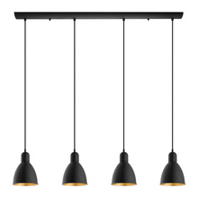 Eglo US Stocking 203445A - 4 LT Linear Pendant w/ Black Finish & Black & Gold Shades