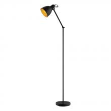 Eglo US Stocking 203448A - 1 LT Floor Lamp w/ Black Finish & Black & Gold Metal Shade