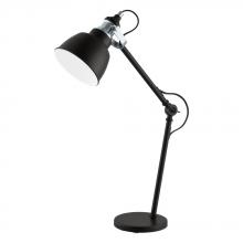 Eglo US Stocking 203516A - 1 LT Table Lamp w/ Matte Black & Chrome Finish w/ Black w/ White Interior Shade