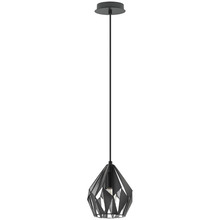 Eglo US Stocking 203522A - 1 LT Pendant w/ Matte Black Finish & Matte Black Exterior & Silver Interior Metal Geometric Shade