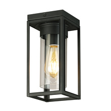 Eglo US Stocking 203667A - 1 LT Outdoor Flush Mount w/ Matte Black Finish & Clear Glass Shade